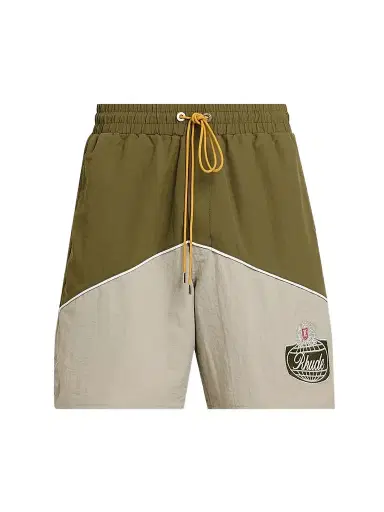Rhude Men's Logo Track Shorts - Olive Grey | Thumbnail 1 Rhude Men's Logo Track Shorts - Olive Grey | Thumbnail 1