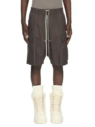 Rick Owens Men's Cargobela Drawstring Shorts - Dark Dust | Thumbnail 1 Rick Owens Men's Cargobela Drawstring Shorts - Dark Dust | Thumbnail 1