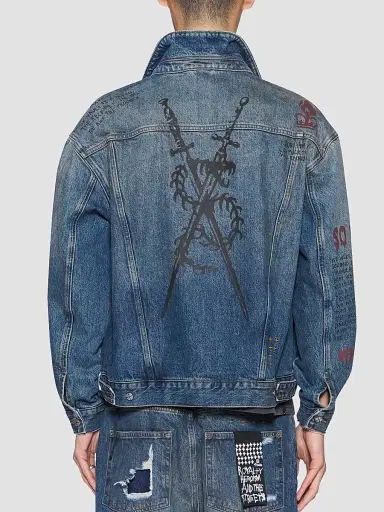 Ksubi Men's Graphic Cotton Denim Trucker Jacket - Denim | Thumbnail 3 Ksubi Men's Graphic Cotton Denim Trucker Jacket - Denim | Thumbnail 3
