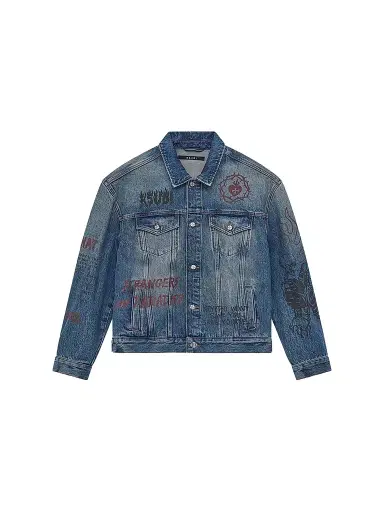 Ksubi Men's Graphic Cotton Denim Trucker Jacket - Denim | Thumbnail 1 Ksubi Men's Graphic Cotton Denim Trucker Jacket - Denim | Thumbnail 1