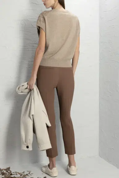 Brunello Cucinelli Dazzling Windowpane Embroidery Knit T-Shirt | Thumbnail 2 Brunello Cucinelli Dazzling Windowpane Embroidery Knit T-Shirt | Thumbnail 2