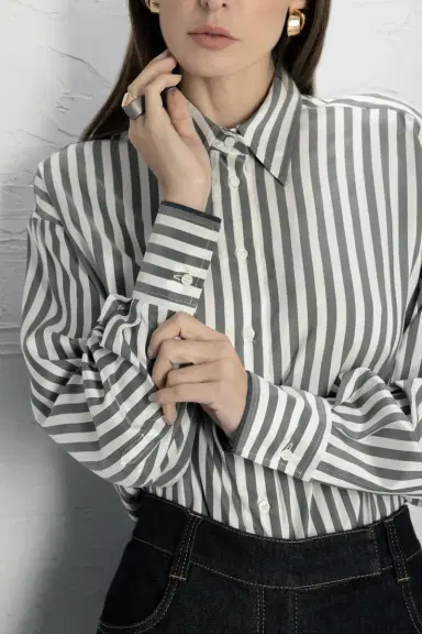 Brunello Cucinelli Wide Stripe Relaxed Shirt | Thumbnail 2 Brunello Cucinelli Wide Stripe Relaxed Shirt | Thumbnail 2