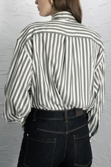 Brunello Cucinelli Wide Stripe Relaxed Shirt | Thumbnail 3 Brunello Cucinelli Wide Stripe Relaxed Shirt | Thumbnail 3