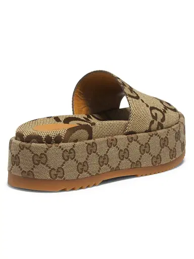 Gucci Women's Angelina Maxi GG Slide Sandals - Camel Ebony | Thumbnail 3 Gucci Women's Angelina Maxi GG Slide Sandals - Camel Ebony | Thumbnail 3