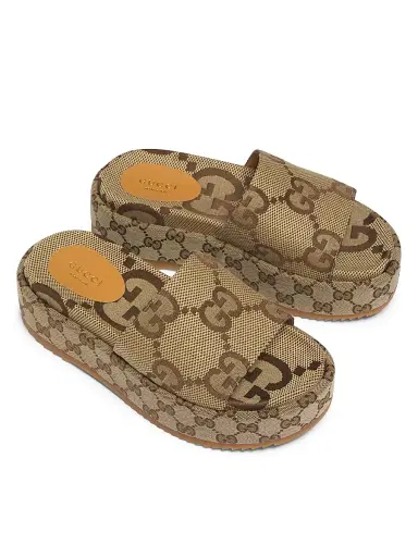 Gucci Women's Angelina Maxi GG Slide Sandals - Camel Ebony | Thumbnail 4 Gucci Women's Angelina Maxi GG Slide Sandals - Camel Ebony | Thumbnail 4