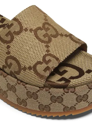 Gucci Women's Angelina Maxi GG Slide Sandals - Camel Ebony | Thumbnail 5 Gucci Women's Angelina Maxi GG Slide Sandals - Camel Ebony | Thumbnail 5
