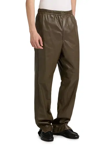 Bottega Veneta Men's Wide-Leg Leather Trousers - Wader Green | Thumbnail 4 Bottega Veneta Men's Wide-Leg Leather Trousers - Wader Green | Thumbnail 4