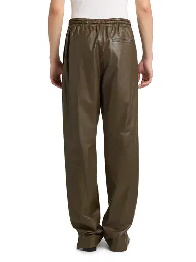 Bottega Veneta Men's Wide-Leg Leather Trousers - Wader Green | Thumbnail 5 Bottega Veneta Men's Wide-Leg Leather Trousers - Wader Green | Thumbnail 5