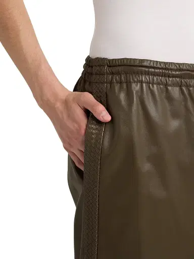 Bottega Veneta Men's Wide-Leg Leather Trousers - Wader Green | Thumbnail 6 Bottega Veneta Men's Wide-Leg Leather Trousers - Wader Green | Thumbnail 6