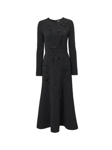 Carolina Herrera Women's Sequined Floral A-Line Midi Dress - Black | Thumbnail 1 Carolina Herrera Women's Sequined Floral A-Line Midi Dress - Black | Thumbnail 1