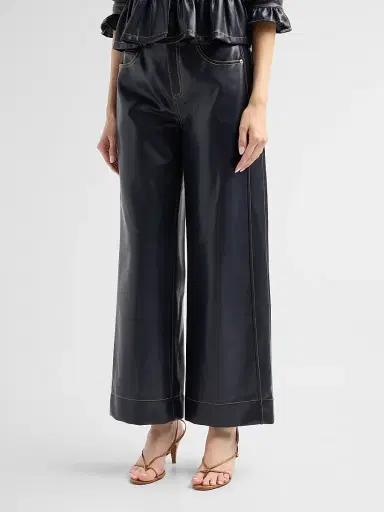 Cinq à Sept Women's Faux-Leather Betsy Pants - Navy Amber | Thumbnail 4 Cinq à Sept Women's Faux-Leather Betsy Pants - Navy Amber | Thumbnail 4