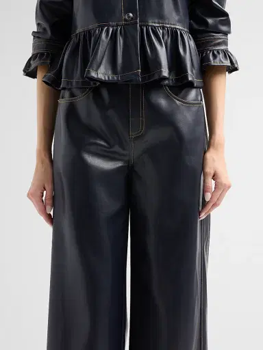 Cinq à Sept Women's Faux-Leather Betsy Pants - Navy Amber | Thumbnail 5 Cinq à Sept Women's Faux-Leather Betsy Pants - Navy Amber | Thumbnail 5
