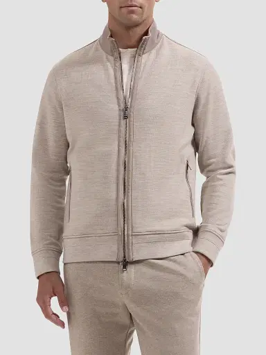 Bugatchi Men's Knit Full-Zip Jacket - Oatmeal - Size XXL | Thumbnail 4 Bugatchi Men's Knit Full-Zip Jacket - Oatmeal - Size XXL | Thumbnail 4
