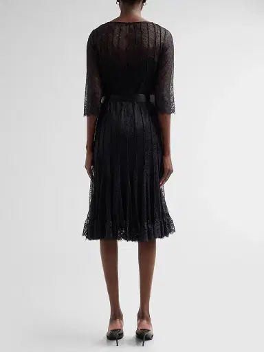 Teri Jon by Rickie Freeman Women's Pintuck Lace Cocktail Dress - Black | Thumbnail 3 Teri Jon by Rickie Freeman Women's Pintuck Lace Cocktail Dress - Black | Thumbnail 3