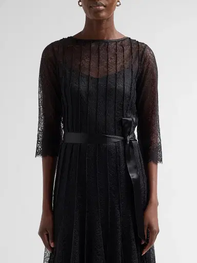 Teri Jon by Rickie Freeman Women's Pintuck Lace Cocktail Dress - Black | Thumbnail 5 Teri Jon by Rickie Freeman Women's Pintuck Lace Cocktail Dress - Black | Thumbnail 5