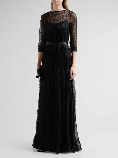 Teri Jon by Rickie Freeman Women's Pintuck Lace Gown | Thumbnail 4 Teri Jon by Rickie Freeman Women's Pintuck Lace Gown | Thumbnail 4