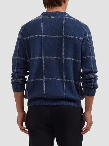 Bugatchi Men's Plaid Wool-Cotton Crewneck Sweater - Ink - Size XXL | Thumbnail 3 Bugatchi Men's Plaid Wool-Cotton Crewneck Sweater - Ink - Size XXL | Thumbnail 3