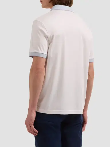 Bugatchi Men's Contrast Collar Cotton Polo Shirt - Chalk | Thumbnail 3 Bugatchi Men's Contrast Collar Cotton Polo Shirt - Chalk | Thumbnail 3