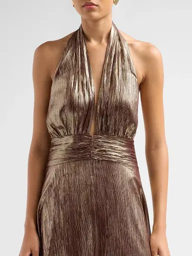 Ramy Brook Women's Aurora Metallic Halterneck Gown - Dark Gold Lame | Thumbnail 5 Ramy Brook Women's Aurora Metallic Halterneck Gown - Dark Gold Lame | Thumbnail 5