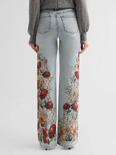 Alice + Olivia Women's Chic Floral High-Rise Jeans - Rockstar Blue Floral | Thumbnail 3 Alice + Olivia Women's Chic Floral High-Rise Jeans - Rockstar Blue Floral | Thumbnail 3