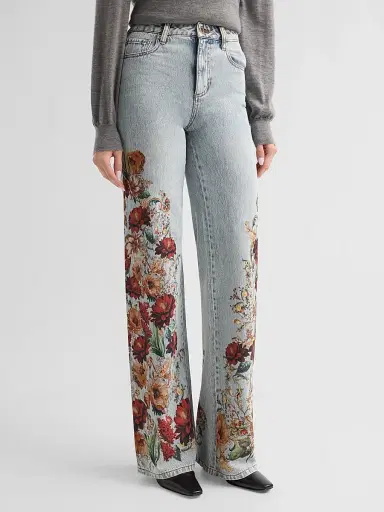 Alice + Olivia Women's Chic Floral High-Rise Jeans - Rockstar Blue Floral | Thumbnail 4 Alice + Olivia Women's Chic Floral High-Rise Jeans - Rockstar Blue Floral | Thumbnail 4