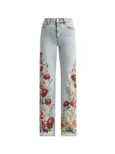 Alice + Olivia Women's Chic Floral High-Rise Jeans - Rockstar Blue Floral | Thumbnail 1 Alice + Olivia Women's Chic Floral High-Rise Jeans - Rockstar Blue Floral | Thumbnail 1
