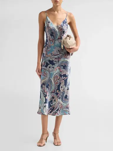 L'Agence Women's Seridie Silk Midi Slipdress - Midnight Besarabian Paisley - Size 18 | Thumbnail 2 L'Agence Women's Seridie Silk Midi Slipdress - Midnight Besarabian Paisley - Size 18 | Thumbnail 2
