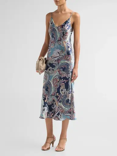 L'Agence Women's Seridie Silk Midi Slipdress - Midnight Besarabian Paisley - Size 18 | Thumbnail 4 L'Agence Women's Seridie Silk Midi Slipdress - Midnight Besarabian Paisley - Size 18 | Thumbnail 4