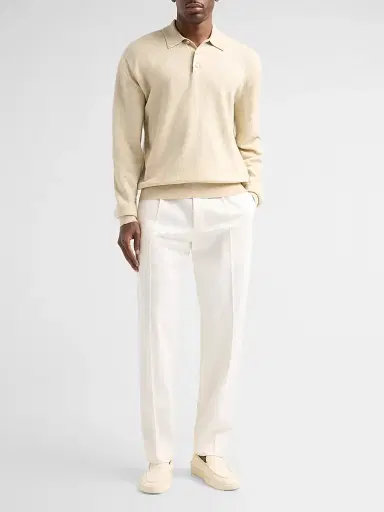 Ralph Lauren Purple Label Men's Warm Weather Long-Sleeve Polo Shirt | Thumbnail 2 Ralph Lauren Purple Label Men's Warm Weather Long-Sleeve Polo Shirt | Thumbnail 2