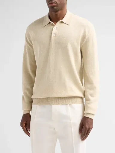 Ralph Lauren Purple Label Men's Warm Weather Long-Sleeve Polo Shirt | Thumbnail 4 Ralph Lauren Purple Label Men's Warm Weather Long-Sleeve Polo Shirt | Thumbnail 4