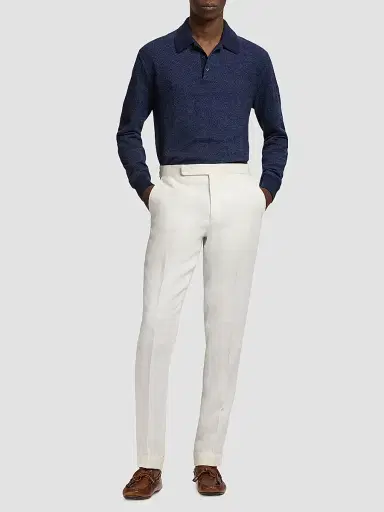 Ralph Lauren Purple Label Men's Warm Weather Long-Sleeve Polo Shirt - Navy Multi - Size XXL | Thumbnail 2 Ralph Lauren Purple Label Men's Warm Weather Long-Sleeve Polo Shirt - Navy Multi - Size XXL | Thumbnail 2
