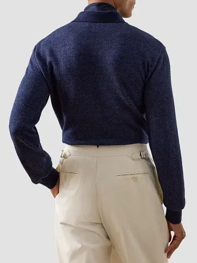Ralph Lauren Purple Label Men's Warm Weather Long-Sleeve Polo Shirt - Navy Multi - Size XXL | Thumbnail 8 Ralph Lauren Purple Label Men's Warm Weather Long-Sleeve Polo Shirt - Navy Multi - Size XXL | Thumbnail 8