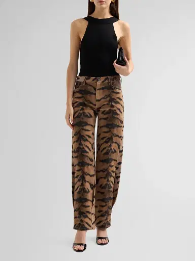 Kobi Halperin Women's Hallie Tiger-Print Tapered Barrel-Leg Jeans | Thumbnail 2 Kobi Halperin Women's Hallie Tiger-Print Tapered Barrel-Leg Jeans | Thumbnail 2