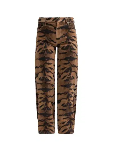 Kobi Halperin Women's Hallie Tiger-Print Tapered Barrel-Leg Jeans | Thumbnail 1 Kobi Halperin Women's Hallie Tiger-Print Tapered Barrel-Leg Jeans | Thumbnail 1