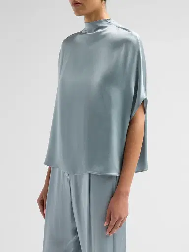 Lapointe Women's Satin Mock Turtleneck Blouse | Thumbnail 4 Lapointe Women's Satin Mock Turtleneck Blouse | Thumbnail 4
