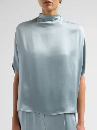 Lapointe Women's Satin Mock Turtleneck Blouse | Thumbnail 5 Lapointe Women's Satin Mock Turtleneck Blouse | Thumbnail 5
