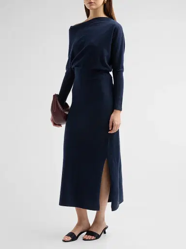 Altuzarra Women's Kasos One-Shoulder Drape Midi-Dress - Navy | Thumbnail 4 Altuzarra Women's Kasos One-Shoulder Drape Midi-Dress - Navy | Thumbnail 4