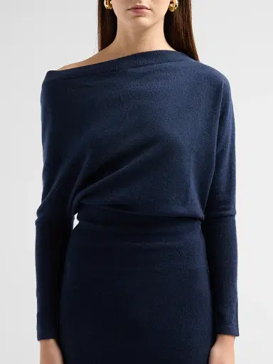 Altuzarra Women's Kasos One-Shoulder Drape Midi-Dress - Navy | Thumbnail 5 Altuzarra Women's Kasos One-Shoulder Drape Midi-Dress - Navy | Thumbnail 5