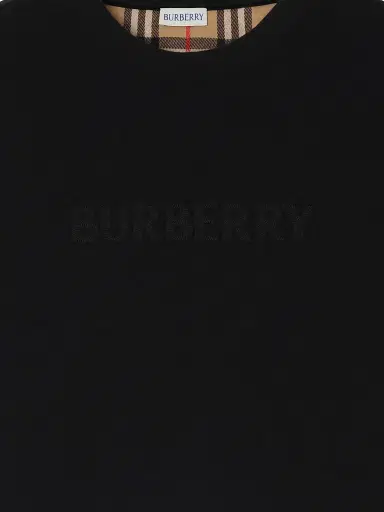 Burberry Men's Ryan Check-Cuff Cotton Crewneck T-Shirt - Black | Thumbnail 2 Burberry Men's Ryan Check-Cuff Cotton Crewneck T-Shirt - Black | Thumbnail 2