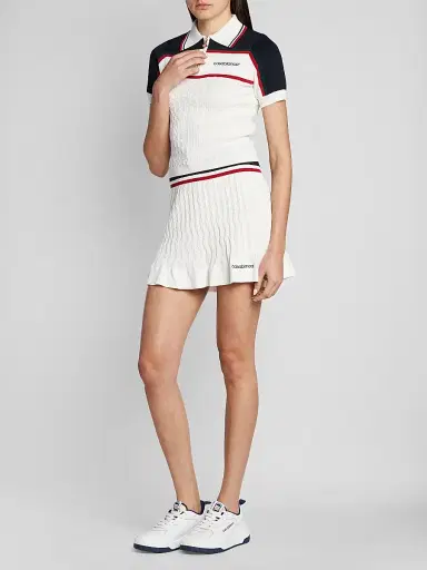 Casablanca Women's Cable-Knit Drawstring Miniskirt - White Navy | Thumbnail 4 Casablanca Women's Cable-Knit Drawstring Miniskirt - White Navy | Thumbnail 4