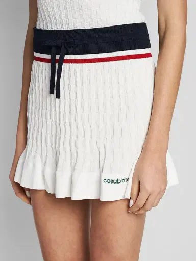 Casablanca Women's Cable-Knit Drawstring Miniskirt - White Navy | Thumbnail 5 Casablanca Women's Cable-Knit Drawstring Miniskirt - White Navy | Thumbnail 5