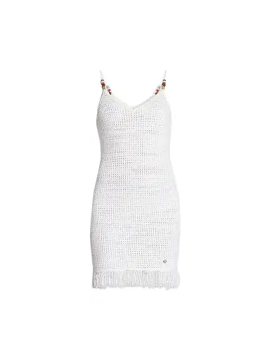 Casablanca Women's Perforated Cotton-Blend Knit Fringe Minidress | Thumbnail 1 Casablanca Women's Perforated Cotton-Blend Knit Fringe Minidress | Thumbnail 1