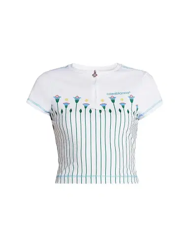 Casablanca Women's Floral Quarter-Zip Tennis Top | Thumbnail 1 Casablanca Women's Floral Quarter-Zip Tennis Top | Thumbnail 1