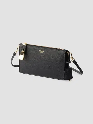 Prada Women's Saffiano Leather Smartphone Pouch - Black | Thumbnail 2 Prada Women's Saffiano Leather Smartphone Pouch - Black | Thumbnail 2