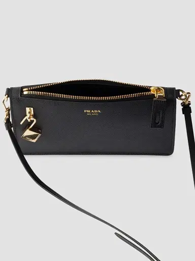 Prada Women's Saffiano Leather Smartphone Pouch - Black | Thumbnail 5 Prada Women's Saffiano Leather Smartphone Pouch - Black | Thumbnail 5