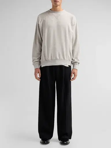 Maison Margiela Men's Double Layered Crewneck Sweatshirt - Grey Melange | Thumbnail 2 Maison Margiela Men's Double Layered Crewneck Sweatshirt - Grey Melange | Thumbnail 2