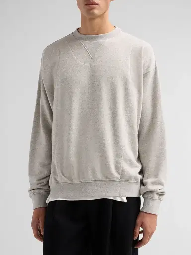 Maison Margiela Men's Double Layered Crewneck Sweatshirt - Grey Melange | Thumbnail 4 Maison Margiela Men's Double Layered Crewneck Sweatshirt - Grey Melange | Thumbnail 4