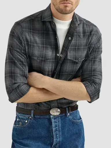 Brunello Cucinelli Men's Cotton Madras Western Shirt | Thumbnail 6 Brunello Cucinelli Men's Cotton Madras Western Shirt | Thumbnail 6