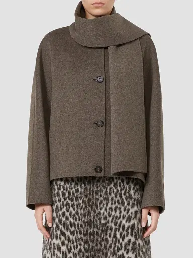 Max Mara Women's Cropped Wool Broadcloth Jacket - Medium Grey | Thumbnail 3 Max Mara Women's Cropped Wool Broadcloth Jacket - Medium Grey | Thumbnail 3