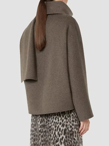 Max Mara Women's Cropped Wool Broadcloth Jacket - Medium Grey | Thumbnail 4 Max Mara Women's Cropped Wool Broadcloth Jacket - Medium Grey | Thumbnail 4